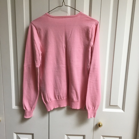 Ralph Lauren Cotton Polo V-Neck Sweater Pink - Picture 2 of 2